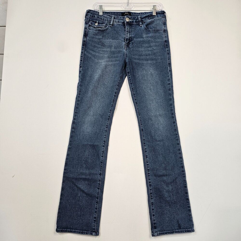 True Religion Billie Mid Rise Straight Leg Flap Pocket Jeans Blue Womens 30x31